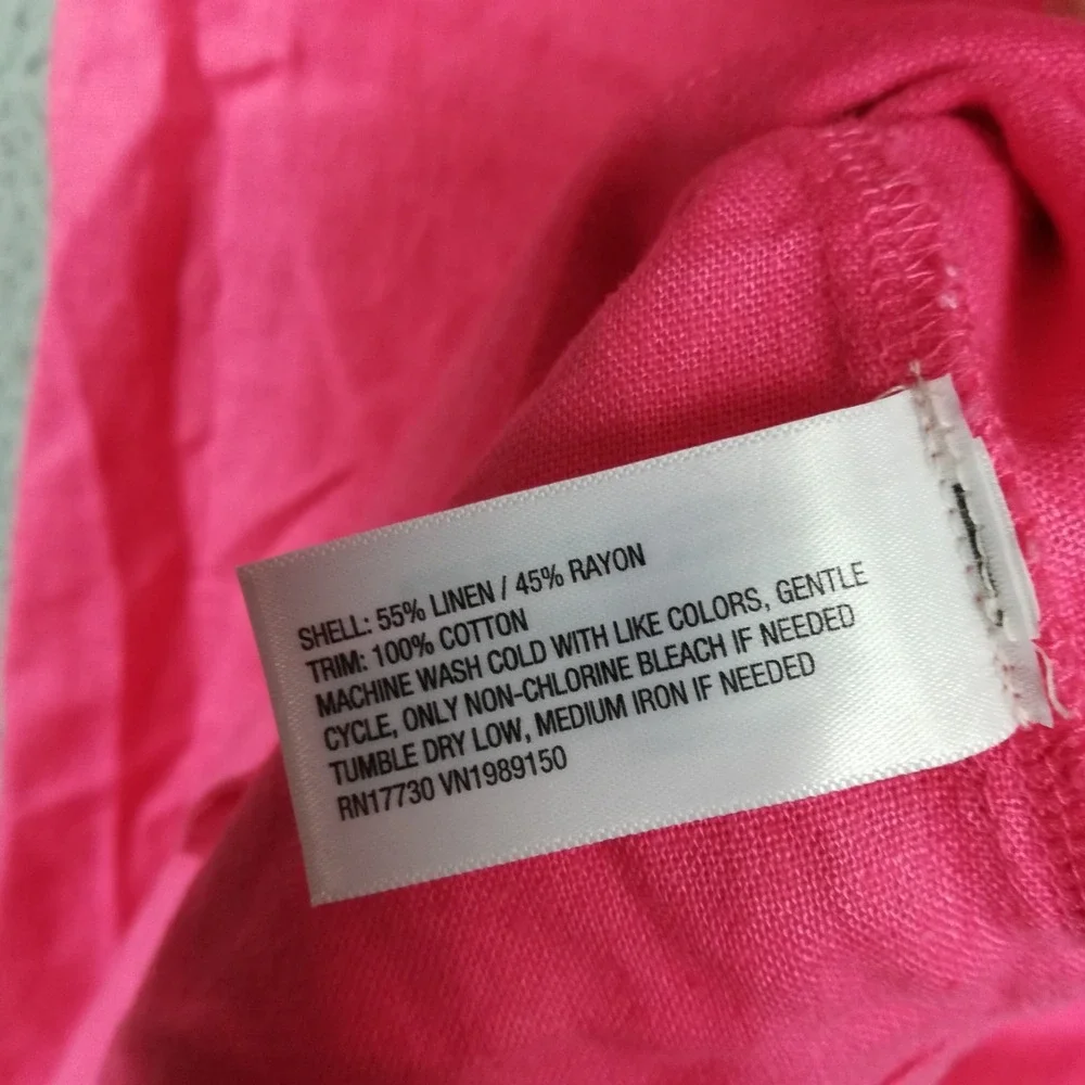 A New Day Womens Shift Dress Linen Blend‎ Mini Pink Above Knee Sleeveless XS